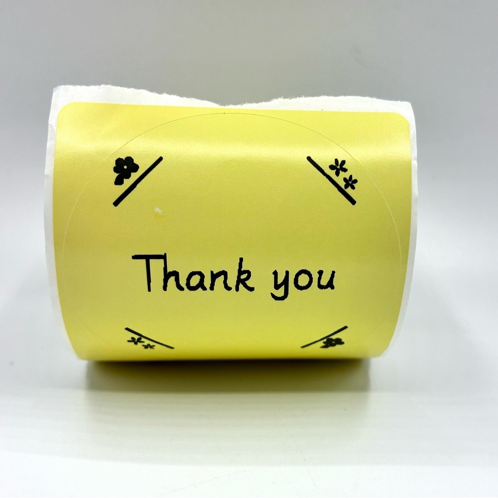 (100) Yellow Thank You Stickers Roll